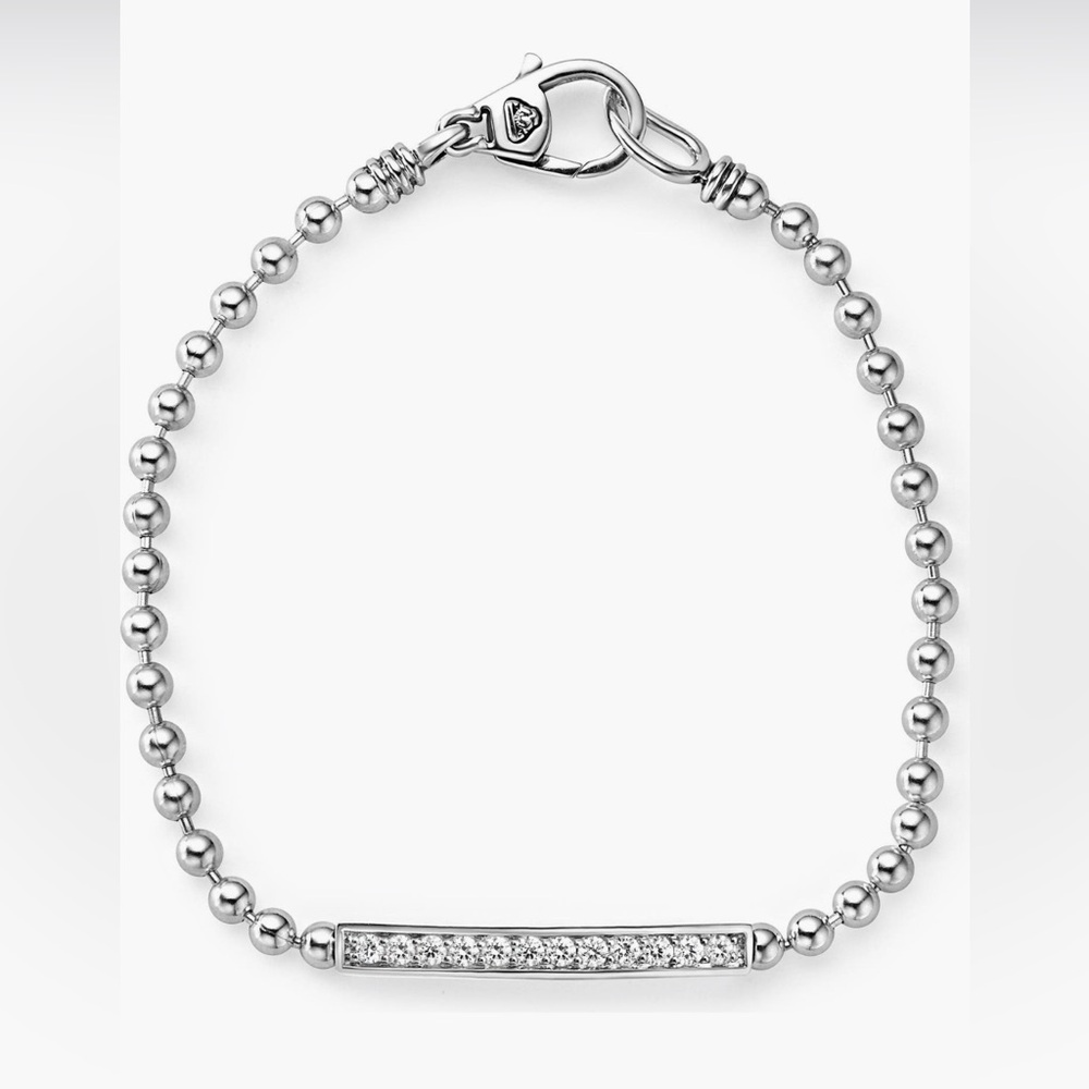 Lagos caviar diamond bar chain bracelet, size M